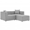 Modway Saybrook Outdoor Patio Upholstered Loveseat and Ottoman Set in Gray - Set in Front Side Angle