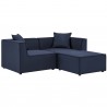 Modway Saybrook Outdoor Patio Upholstered Loveseat and Ottoman Set in Navy - Set in Front Side Angle