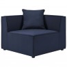 Modway Saybrook Outdoor Patio Upholstered Loveseat and Ottoman Set in Navy - Corner Chair  in Front Angle