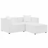 Modway Saybrook Outdoor Patio Upholstered Loveseat and Ottoman Set - White -  Set in Front Angle - Modway Saybrook Outdoor Patio Upholstered Loveseat and Ottoman Set - White -  Set in Front Angle