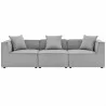 Modway Saybrook Outdoor Patio Upholstered 3-Piece Sectional Sofa - Gray - Set in Front Angle - Modway Saybrook Outdoor Patio Upholstered 3-Piece Sectional Sofa - Gray - Set in Front Angle