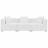 Modway Saybrook Outdoor Patio Upholstered 3-Piece Sectional Sofa - White - Set in Front Angle - Modway Saybrook Outdoor Patio Upholstered 3-Piece Sectional Sofa - White - Set in Front Angle