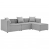 Modway Saybrook Outdoor Patio Upholstered 4-Piece Sectional Sofa - Gray - Set in Front Side Angle