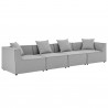 Modway Saybrook Outdoor Patio Upholstered 4-Piece Sectional Sofa - Gray - Set in Front Side Angle
