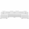 Modway Saybrook Outdoor Patio Upholstered 6-Piece Sectional Sofa - White - Set in Front Angle - Modway Saybrook Outdoor Patio Upholstered 6-Piece Sectional Sofa - White - Set in Front Angle