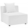 Modway Saybrook Outdoor Patio Upholstered 6-Piece Sectional Sofa - White - Armless Chair in Front Side Angle