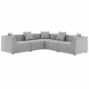 Modway Saybrook Outdoor Patio Upholstered 5-Piece Sectional Sofa - Gray - Set in Front Angle - Modway Saybrook Outdoor Patio Upholstered 5-Piece Sectional Sofa - Gray - Set in Front Angle