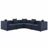 Modway Saybrook Outdoor Patio Upholstered 5-Piece Sectional Sofa - Navy - Set in Front Side Angle - Modway Saybrook Outdoor Patio Upholstered 5-Piece Sectional Sofa - Navy - Set in Front Side Angle