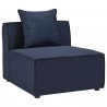 Modway Saybrook Outdoor Patio Upholstered 5-Piece Sectional Sofa - Navy - Armless Chair in Front Side Angle