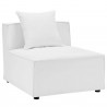 Modway Saybrook Outdoor Patio Upholstered 5-Piece Sectional Sofa - White - Armless Chair in Front Side Angle