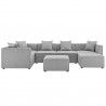 Modway Saybrook Outdoor Patio Upholstered 7-Piece Sectional Sofa - Gray - Set in Front Angle