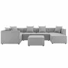 Modway Saybrook Outdoor Patio Upholstered 7-Piece Sectional Sofa - Gray - Set in Front Angle - Modway Saybrook Outdoor Patio Upholstered 7-Piece Sectional Sofa - Gray - Set in Front Angle