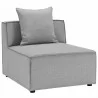 Modway Saybrook Outdoor Patio Upholstered 7-Piece Sectional Sofa - Gray - Armless Chair in Front Side Angle - Modway Saybrook Outdoor Patio Upholstered 7-Piece Sectional Sofa - Gray - Armless Chair in Front Side Angle