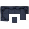 Modway Saybrook Outdoor Patio Upholstered 7-Piece Sectional Sofa - Navy - Set in Top Angle