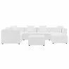 Modway Saybrook Outdoor Patio Upholstered 7-Piece Sectional Sofa - White - Set in Front Angle - Modway Saybrook Outdoor Patio Upholstered 7-Piece Sectional Sofa - White - Set in Front Angle