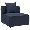 Modway Saybrook Outdoor Patio Upholstered 8-Piece Sectional Sofa - Navy - Armless Chair in Front Side Angle - Modway Saybrook Outdoor Patio Upholstered 8-Piece Sectional Sofa - Navy - Armless Chair in Front Side Angle