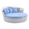 Modway Scottsdale Canopy Outdoor Patio Daybed in Light Gray Light Blue - Front Side Angle