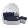 Modway Scottsdale Canopy Outdoor Patio Daybed in Light Gray Navy - Retractable in Front Side Angle