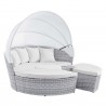Modway Scottsdale Canopy Outdoor Patio Daybed in Light Gray White - Retractable in Front Side Angle
