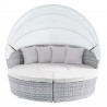 Modway Scottsdale Canopy Outdoor Patio Daybed in Light Gray White - Retractable in Front Angle