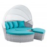 Modway Scottsdale Canopy Sunbrella® Outdoor Patio Daybed in Light Gray Aruba - Retractable in Front Side Angle