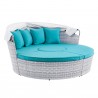 Modway Scottsdale Canopy Sunbrella® Outdoor Patio Daybed in Light Gray Aruba - Front Side Angle