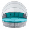 Modway Scottsdale Canopy Sunbrella® Outdoor Patio Daybed in Light Gray Aruba - Retractable in Front Angle