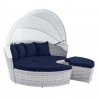 Modway Scottsdale Canopy Sunbrella® Outdoor Patio Daybed in Light Gray Navy - Retractable in Front Side Angle