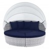 Modway Scottsdale Canopy Sunbrella® Outdoor Patio Daybed in Light Gray Navy - Retractable in Front Angle