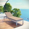 Modway Shore Outdoor Patio Aluminum Chaise with Cushions - Silver Mocha - Lifestyle