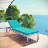 Modway Shore Outdoor Patio Aluminum Chaise with Cushions in Silver Turquoise - Lifestyle