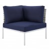Modway Harmony Sunbrella® Basket Weave Outdoor Patio Aluminum Corner Chair - Taupe Navy - Front Angle