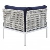 Modway Harmony Sunbrella® Basket Weave Outdoor Patio Aluminum Corner Chair - Taupe Navy - Back Angle