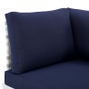 Modway Harmony Sunbrella® Basket Weave Outdoor Patio Aluminum Corner Chair - Taupe Navy - Closeup Top Angle