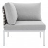 Modway Harmony Sunbrella® Basket Weave Outdoor Patio Aluminum Corner Chair in Tan Gray - Side Angle