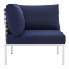Modway Harmony Sunbrella® Basket Weave Outdoor Patio Aluminum Corner Chair in Tan Navy - Side Angle