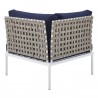 Modway Harmony Sunbrella® Basket Weave Outdoor Patio Aluminum Corner Chair in Tan Navy - BAck Angle