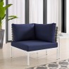 Modway Harmony Sunbrella® Basket Weave Outdoor Patio Aluminum Corner Chair in Tan Navy - Lifestyle