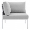 Modway Harmony Sunbrella® Outdoor Patio Aluminum Corner Chair in Gray Gray - Side Angle