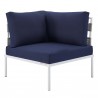 Modway Harmony Sunbrella® Outdoor Patio Aluminum Corner Chair in Gray Navy - Front Angle