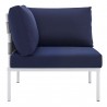 Modway Harmony Sunbrella® Outdoor Patio Aluminum Corner Chair in Gray Navy - Side Angle