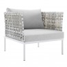 Modway Harmony Sunbrella® Basket Weave Outdoor Patio Aluminum Armchair in Taupe Gray - Front Side Angle