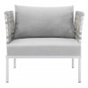 Modway Harmony Sunbrella® Basket Weave Outdoor Patio Aluminum Armchair in Taupe Gray - Front Angle