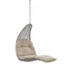 Modway Landscape Hanging Chaise Lounge Outdoor Patio Swing Chair in Light Gray Beige - Front Side Angle