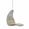 Modway Landscape Hanging Chaise Lounge Outdoor Patio Swing Chair in Light Gray Beige - Front Side Angle - Modway Landscape Hanging Chaise Lounge Outdoor Patio Swing Chair in Light Gray Beige - Front Side Angle
