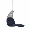 Modway Landscape Hanging Chaise Lounge Outdoor Patio Swing Chair in Light Gray Navy - Front Side Angle - Modway Landscape Hanging Chaise Lounge Outdoor Patio Swing Chair in Light Gray Navy - Front Side Angle