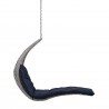 Modway Landscape Hanging Chaise Lounge Outdoor Patio Swing Chair in Light Gray Navy - Front Angle
