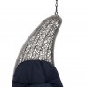Modway Landscape Hanging Chaise Lounge Outdoor Patio Swing Chair in Light Gray Navy - Closeup Top Angle