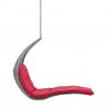 Modway Landscape Hanging Chaise Lounge Outdoor Patio Swing Chair in Light Gray Red - Front Angle