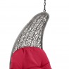 Modway Landscape Hanging Chaise Lounge Outdoor Patio Swing Chair in Light Gray Red - Closeup Top Angle